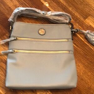 Anne Klein light blue zippered crossbody, NEW
